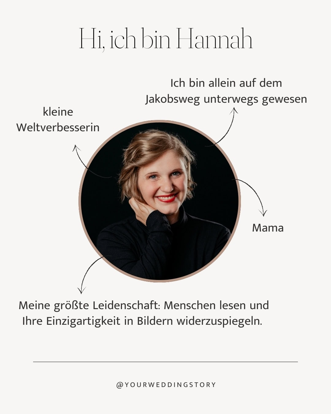 Portrait von Hannah, Hochzeitsfotografin aus Deutschland mit freundlichem Lächeln.